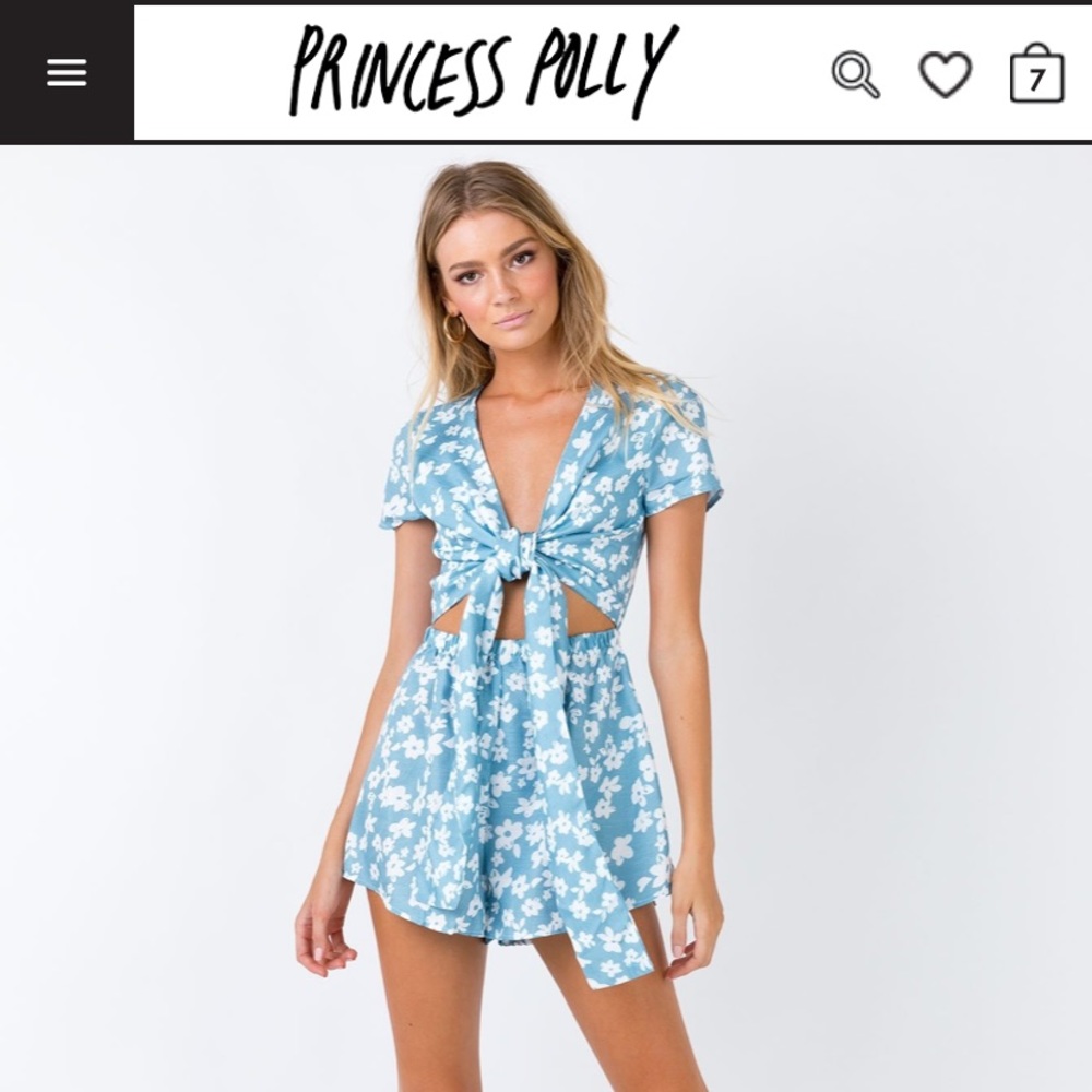 Princess Polly Blue Flower Playsuit